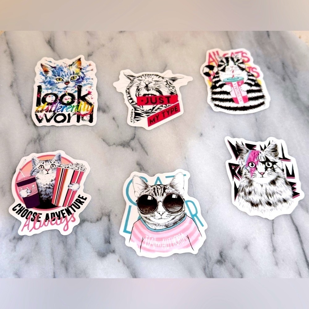 Water Bottle Stickers‎ Kitty Cat PET Animal Tumbler, Laptop, Phone Stickers Set